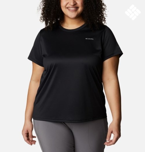 Women's Columbia Hike Short Sleeve Crew T Shirts Black | Plus Size CA-KC613